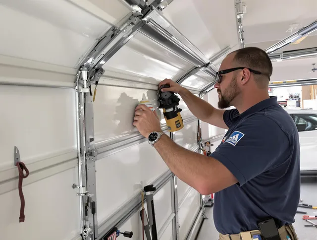 Warwick Garage Door Repair technician quieting a noisy garage door in Warwick
