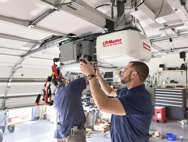 Warwick Garage Door Repair technician performing advanced diagnostics on garage opener in Warwick