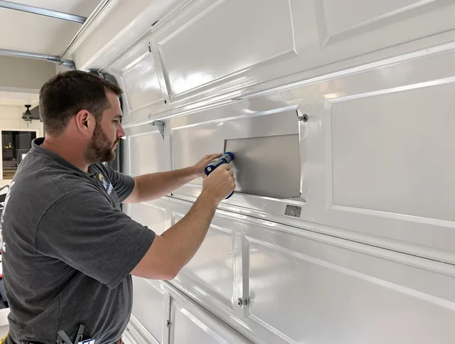 Garage door panel repair by Warwick Garage Door Repair in Warwick
